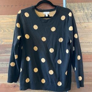 Charter Club black sweater with tan polka dots - sz large petite